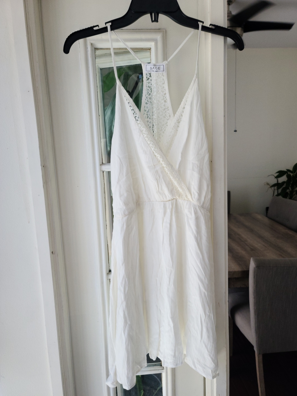 SAGE White Lace-Back Summer Dress